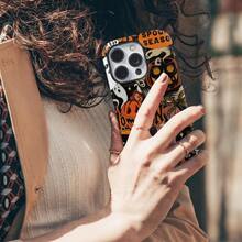 Vintage Halloween Phone Case, Spooky Pumpkin & Ghost Pattern, Compatible With IPhone 17 16 15 14 Pro Max Plus 13 12 11 - Multicolor - View 2