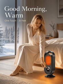 SMEGGEMS PTC Ceramic Space Heater, Portable Electric Desktop Fan Heater, Rapid Heating, 60° Wide Angle Warm Air, Touch Control, 1-8H Timer, Smart Constant Temperature Small Heater, Suitable For Home, Office, Bedroom - Black - View 3