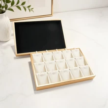 Premium Stackable Metal Frame Velvet Jewelry Display Tray, Multi-Compartment Design, Suitable For Rings, Necklaces, Bracelets, Home Decor, Retail Counter, Live Streaming Props, Gifts - Same Style, Multiple Colors and Sizes - View 9