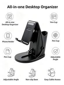 2-In-1 Pen Holder & Phone Stand, Multifunctional Desktop Organizer For Office And Students, Portable Foldable Adjustable Phone Stand, Universal Tablet Holder Compatible With All Smartphones And Tablets, Multi-Angle Foldable Desktop Bracket, Compact Pocket-Sized Mobile Stand For Home, Office, And Travel - Multicolor - View 6