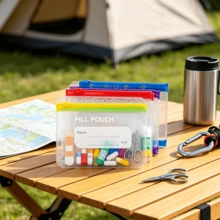 14pcs/7pcs 7-Color 6-Ring Binder Pill Storage Bags, Waterproof Wear-Resistant PVC Transparent Zipper Pouches With Writing Labels, Portable Small Item Organizer For Home Travel, Pill, Coin, Card, Ticket Sorting - Self-sealing Plastic Bags - View 2