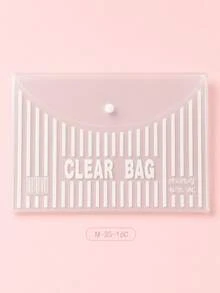 1pc 3-Style A4 Transparent Plastic File Bag, Vertical & Diagonal Stripe Snap Button File Storage Bag - Multiple Styles - View 8