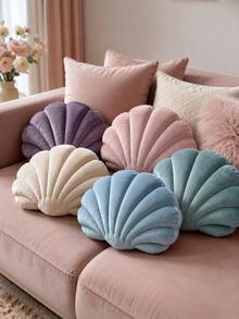 Creative Shell-Shaped Plush Throw Pillow, Ocean Style Soft Cushion, Sofa & Office Decorative Pillow, Aquarium Theme Home Decor Accent - Multiple Styles - View 8
