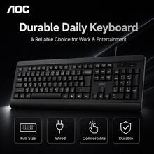 1 buah Keyboard Kantor Berkabel USB AOC KB200, Tipis, 104 Tombol Ukuran Penuh ABS Cokelat, 12 Pintasan Multimedia, 6 Tombol Anti-Ghosting, Kabel PVC 1,5m, Keyboard Ringan dan Senyap untuk PC Laptop Desktop Rumah Sekolah - View 7