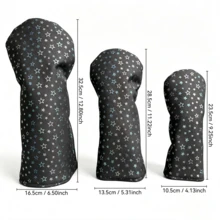 Colorful Star Pattern Golf Club Head Cover, PU Waterproof Fabric, Multi-Size Golf Club Protective Sleeve - Black - View 5
