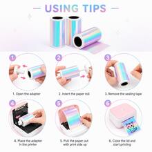 Soft Rainbow Transparent Thermal Sticker Paper Rolls, 53mm Self-Adhesive PET Label Paper For Mini Thermal Printers, Oil-Resistant Scratch-Resistant Sticker Paper For Journals, Gift Packaging, Home Organization, - View 5