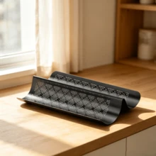 1-Piece Perforated Baguette Baking Sheet, 40.5 X 20 Cm, Suitable For 2 Baguettes, Coated, Black - View 4