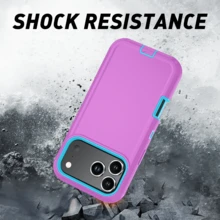 Solide et durable, étui de protection trois-en-un compatible avec iPhone, Galaxy, HONOR et autres téléphones portables - Violet clair + bleu ciel - Voir 4
