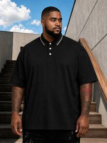 AnChiStreetwear - Plus Size Men's Casual Solid Color Short Sleeve Polo Shirt, Suitable For Streetwear, Outdoor, Indoor, Commute, Golf, Equestrian, Summer - Multicolor - View 1