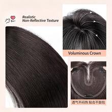 Wig Penutup Rambut Belahan Tengah Tenun Tangan Area Luas untuk Wanita, Penutup Rambut Mahkota Tinggi Tipis Ringan Tanpa Sambungan dengan Klip, Aksesori Rambut - Coffee Brown - View 9