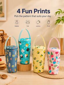 Portable Cup Holder Bag With Handle, Milk Tea Cup Sleeve Storage Pouch, Office Student Beverage Tote Bag, Insulated Design Suitable For Coffee And Tea Drinks, Lightweight Carrying Bag, Fashion Travel Accessory, Suitable For School Work Commute Daily Cup Storage Organizer Bag - Multicolor - View 7