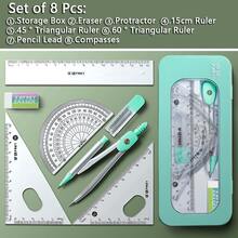 7pcs Student Stationery Geometry Set, With Compass, Protractor, Ruler, Eraser And Other Drawing Tools - Durable ABS Material, Suitable For Daily Office Use - Sets - View 19