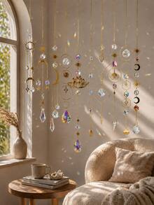 1pc Crystal Prism Suncatcher Hanging Decor Set, Includes Chain, Rainbow-Making Crystal Ball Pendant Ornament, Suitable For Indoor Windows, Outdoor Garden, Backyard, Patio, Car Rearview Mirror, Christmas Tree Decoration - Multicolor - View 3