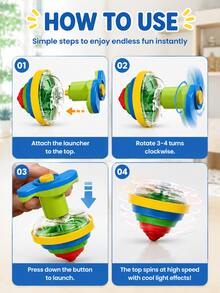 1pc Fun LED Spinning Top Toy, Glowing Colorful Rotating Top, Interactive Toy For Kids, Playable And Battle-Ready, Suitable For Party Activities, Small Gifts, Birthday Gifts (Some Accessories Color Random) - Multicolor - View 6