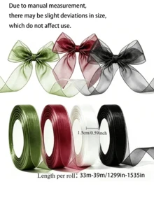Lightweight Semi‑Sheer Organza Ribbon, Elegant Wrapping Trim Ribbon, Practical DIY Supply For Wedding Party, Flower Bouquet And Gift Box Decoration - Multicolor - View 7