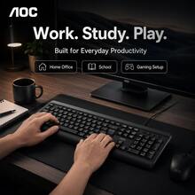 1 buah Keyboard Kantor Berkabel USB AOC KB200, Tipis, 104 Tombol Ukuran Penuh ABS Cokelat, 12 Pintasan Multimedia, 6 Tombol Anti-Ghosting, Kabel PVC 1,5m, Keyboard Ringan dan Senyap untuk PC Laptop Desktop Rumah Sekolah - View 6