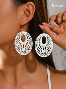 Pendientes largos con abertura oval - Amarillo - Ver 2