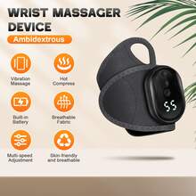 Black Cordless Wrist Heating Pad For With 3 Heating Levels 3 Vibrations Heated Massage Wrist Brace Wrist Wrap Sports Wrist Joint Protection Tool Rechargeable Wristband,Perfect For Teacher's Day Gift,Suitable For Sending To Boyfriends And Girlfriends - Black - View 3