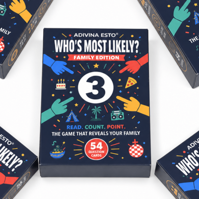 Most Likely To Game Card Game, 54 Fun Question Cards For 3-10 Players Ages 14+, Party Game Family Night, Travel, Halloween, Thanksgiving, Christmas, New Year, Birthdays And Holiday Gifts