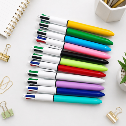 3/6/11 pièces Stylos à bille rétractables 4-en-1 pièce multicolores, écriture fluide, changement rapide d'encre, corps de couleur mélangée, convient pour la journalisation et les fournitures de bureau