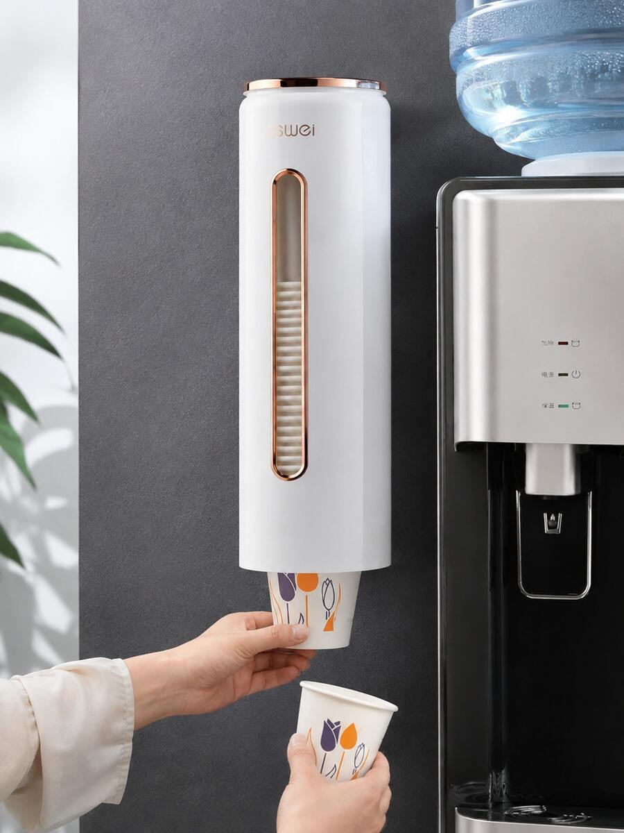 Disposable Cup Holder Automatic Cup Dispenser Water Cup Paper Cup No-Drill Water Dispenser Storage Rack Wall-Mounted For Home - A - View 1