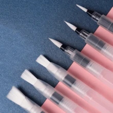 6支透明水彩自動填墨筆，尖頭與平頭筆尖，適合書法與繪畫練習，返校季適用 - A - 查看 3