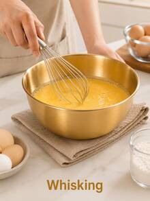 3Pcs Stainless Steel Cooking Mixing Bowls With Scale, Japanese Style Thickened Mixing And Kneading Bowls For Home Use, Egg Beating, Salad, Baking - Gold - View 2