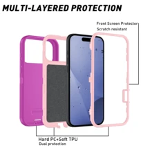 耐用 3 合 1 保護殼，相容於 、Galaxy、Honor 及其他手機 - 淺紫+粉 - 查看 5