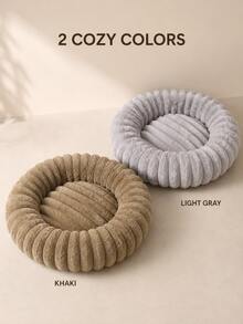 Soothing Pet Bed, Soft Plush Donut-Shaped Round Pet Nest With Raised Soft Cushion Edge, Warm Machine Washable Non-Slip Mat, Suitable For Indoor Cats And Small Dogs, 19.7 Inches (50cm), Max Weight Capacity 11 Lbs (5kg) - Multicolor - View 3
