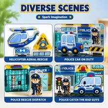 Mini Magnetic Tiles Colorful Window City Police Theme Children's Educational Building Blocks Toy, Travel Portable Version With Storage Tin Box, Mini Magnetic Tiles Educational Assembly Magnetic Blocks, Perfect Birthday Gift For Boys And Girls - Multicolor - View 7