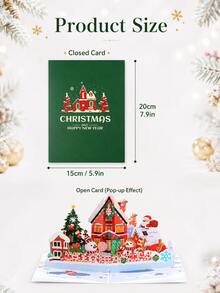 Creative Christmas 3D Greeting Card, Vintage Christmas House Style Card, A Gift For Friends And Family, Party Gift Card And Invitation Card - Green - View 3