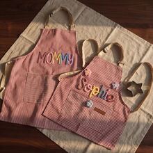 Custom Kids Apron | Personalized Baking Smock | 3D Yarn Letters | Toddler Name Gift - Multicolor - View 2