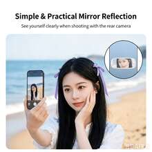 2pcs Foldable Back‑Stick Phone Stand, 2‑In‑1 Mirror & Phone Holder, Vertical Horizontal View Mini Invisible Portable Phone Support - Clear 2pc - View 4