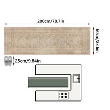 1PC Vintage Distressed Pink Orange Floral Vine Long Runner Rug, French Country Style Faux Cashmere Rectangular Multi-Layer Border Washed Texture Machine Washable Long Mat, Suitable For Living Room, Hallway, Entryway Home Decor - Multicolor - View 14