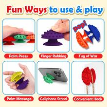 6PCS,Silicone Suction Cup Sensory Stone Fidget Toy, Palm Press Massage Stress Relief Desk Toy, Mini Hook & Cell Phone Stand, Portable Handheld Sensory Toy, 6 Color Options - Multicolor - View 2
