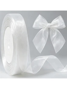 Lightweight Semi‑Sheer Organza Ribbon, Elegant Wrapping Trim Ribbon, Practical DIY Supply For Wedding Party, Flower Bouquet And Gift Box Decoration - Multicolor - View 11