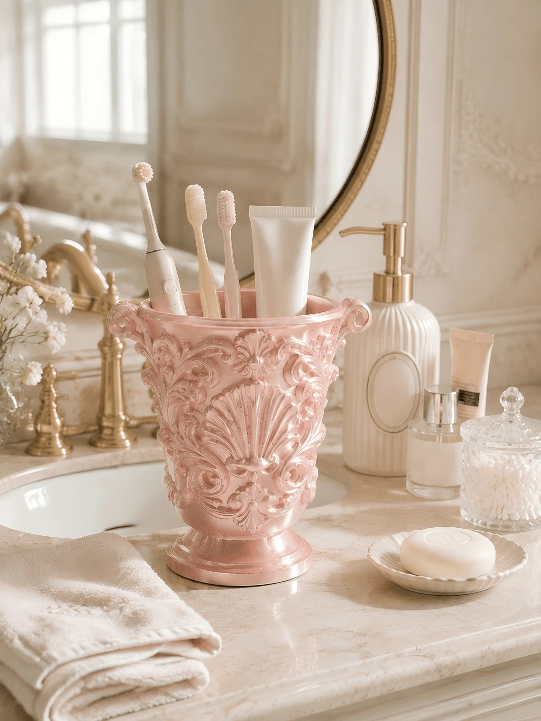 1pc Makeup Brush Holder, Makeup Storage Box, Vanity Storage Box, Cosmetic Storage Box, Makeup Brush Storage, Beauty Tool Storage, Desktop Organizer, Vanity Accessory, Bedroom Decor, Room Decor, Sweet Style, Pink Decor, Cute Girl Style, Wedding, Halloween