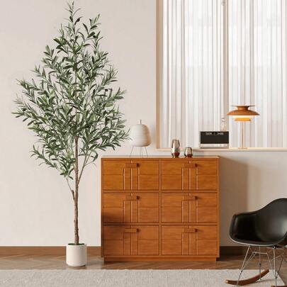 Artificial Olive Tree, 5FT Faux Olive Tree Indoor With Realistic Olive Fruits And Natural Wood Trunk, Lifelike Fake Floor Plant For Living Room, Bedroom, Office & Home Decor