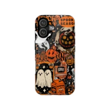 Vintage Halloween Phone Case, Spooky Pumpkin & Ghost Pattern, Compatible With IPhone 17 16 15 14 Pro Max Plus 13 12 11 - Multicolor - View 4