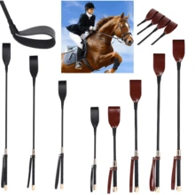 2PCS Set Outdoor Extreme Sports Horse Riding Whip, Super Durable Horse Riding Whip Essential Daily Horse Riding Equipment, Equestrian Whip, British Style Horse Riding Aid, Synthetic Leather Material, Good Flexibility, Suitable For All Riders - Multicolor - View 3