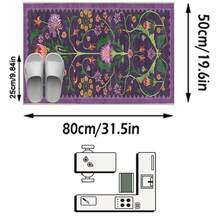 1PC Vintage Botanical Bird Totem Deep Purple Long Runner Rug, Bohemian Style Faux Cashmere Rectangular Symmetrical Floral Vine Washable Runner Mat, Suitable For Living Room, Hallway, Entryway Home Decor - Multicolor - View 17