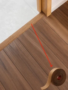 1Pc 100cm Wood Grain PVC Self‑Adhesive Floor Transition Strip,Peel And Stick Threshold Trim,Flexible Waterproof Gap Cover For Carpet Tile Vinyl Flooring,Home Floor Renovation Decor Accessory - Multicolor - View 1