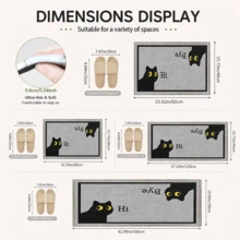 1pc, Fun Black Cat Pattern Printed Faux Cashmere Kitchen Mat, Absorbent Kitchen Floor Mat, Kitchen Rug, Long Runner Mat, Sink Front Mat, Suitable For Kitchen, Bathroom, Entryway, Hallway, Laundry Room And Home Decor - Multicolor - View 3