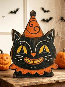 3pcs/1pc Vintage Wooden Halloween Tiered Tray Decor, Ghost Cat Pumpkin Desktop Ornament, Distressed Spooky Farmhouse Style Fireplace Window Sill Indoor Autumn Holiday Decoration - Multi-color - View 19