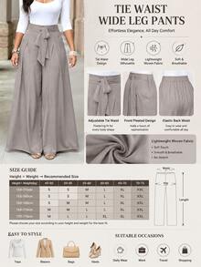 Women's Elegant Casual Solid Color Loose Minimalist Drawstring Daily Long Pants - Dusty Pink - View 6