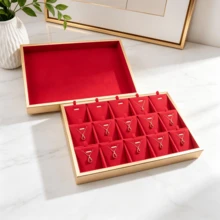 Premium Stackable Metal Frame Velvet Jewelry Display Tray, Multi-Compartment Design, Suitable For Rings, Necklaces, Bracelets, Home Decor, Retail Counter, Live Streaming Props, Gifts - Same Style, Multiple Colors and Sizes - View 6