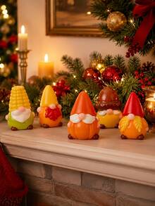 5Pcs Autumn Gnome Decorations, Pumpkin Corn Harvest Gnome Figurines For Table Shelf Mantel Seasonal Home Decor - Dwarf Figurine - View 6