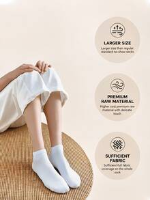 1/5/10/15/20 Pairs Solid Color Plus Size Invisible Socks, Unisex, Non-Slip Breathable Sweat-Absorbing, Casual Sports Socks, Suitable For All Seasons - White - View 4