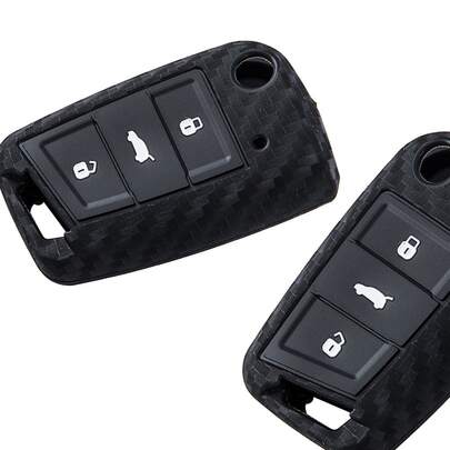 1 buah Sarung Kunci Mobil Serat Karbon Universal, Cangkang ABS Tahan Lama, Cocok Untuk Golf 7 MK7, Tiguan MK2, Seat Ateca, Leon FR, Ibiza, Octavia, Aksesori Modis
