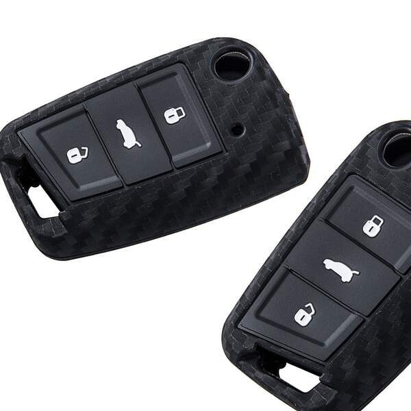 1pc Universal Carbon Fiber Car Key Cover, Durable ABS Shell, Suitable For Golf 7 MK7, Tiguan MK2, Seat Ateca, Leon FR, Ibiza, Octavia, Fashion Accessory